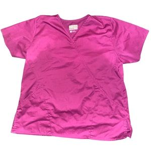 WonderWink Wonder Work Scrub Top in Wine/Burgundy